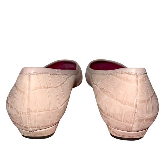 Ann Taylor Flats Leather Reptile Croc Blush Slip On Pointed Toe Shoes - Picture 3 of 10